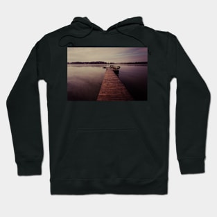 Wooden jetty on the lake at night Hoodie